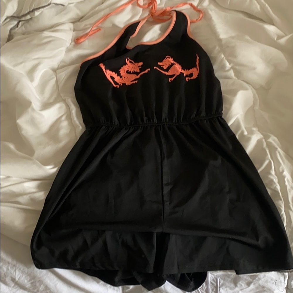 Dragon print halter romper